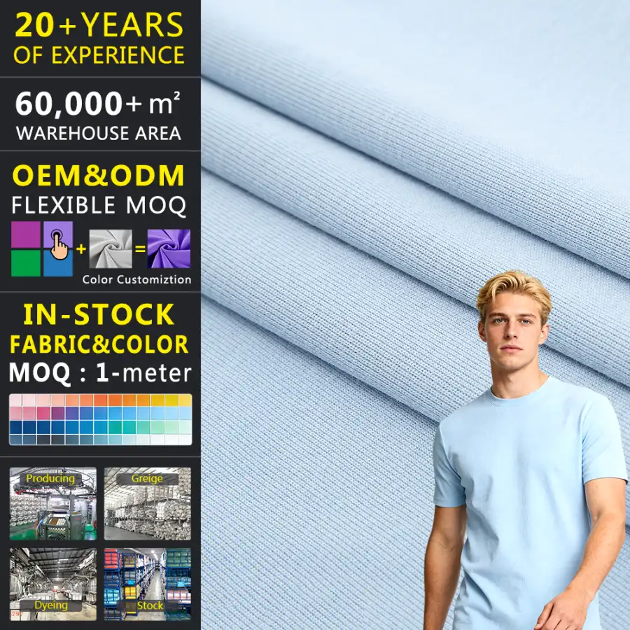 70/30 Cotton-Polyester Cooling 1x1 Rib Fabric